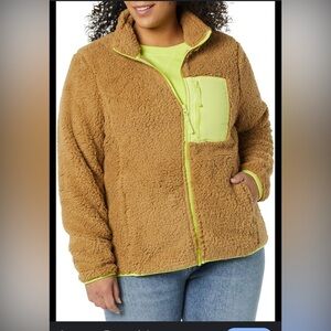 Cozy Sherpa Jacket with Neon Accents